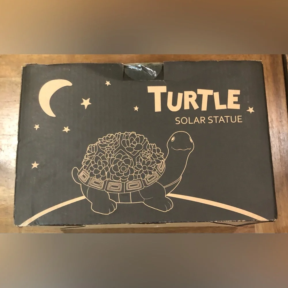 Turtle Solar Statue Planter - Decorative Outdoor Turtle with Succulent Shell